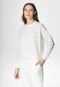 Felpa french terry girocollo in cotone light stretch