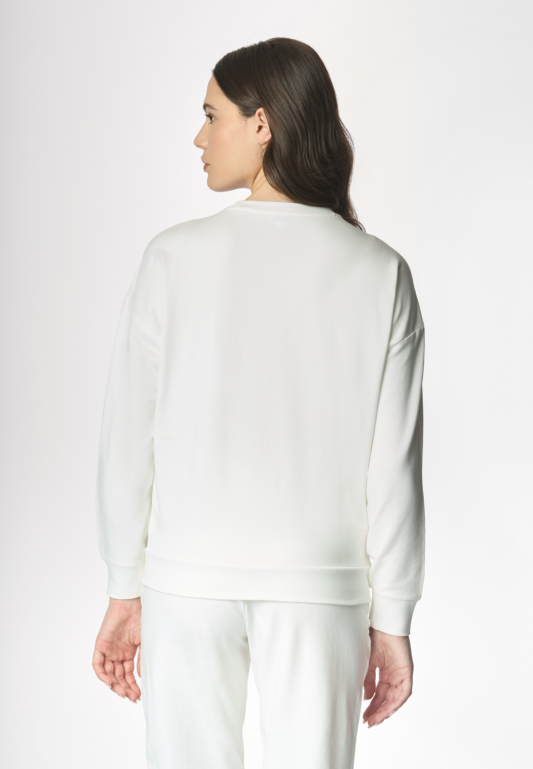 Felpa french terry girocollo in cotone light stretch