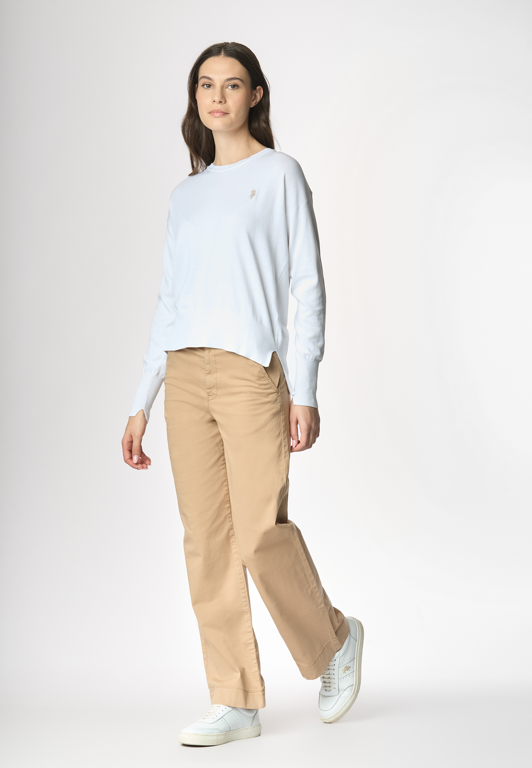 Maglia girocollo in cotone overdyed