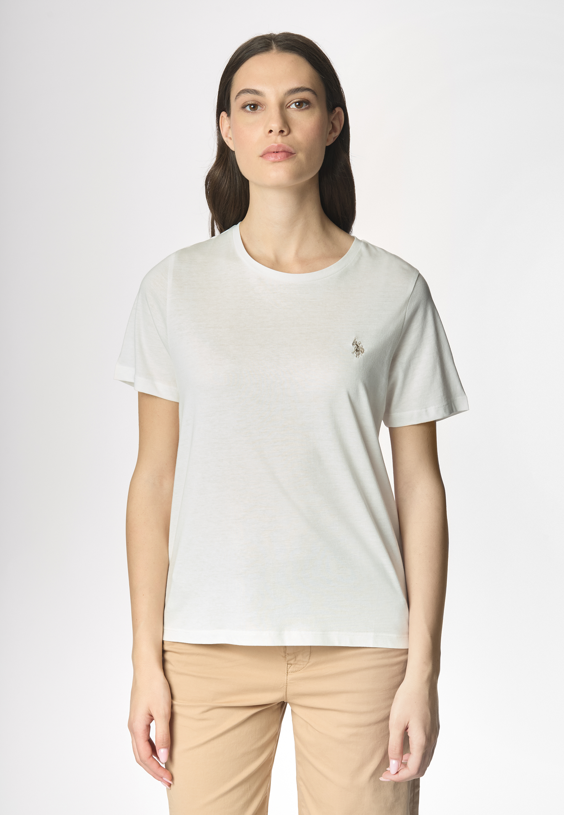 T-shirt girocollo a maniche corte in misto cotone e viscosa premium quality