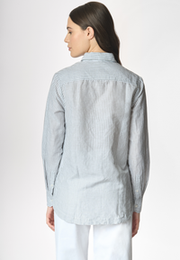 Camicia a righe in misto cotone e lino