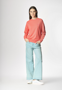 Felpa french terry girocollo in cotone light stretch