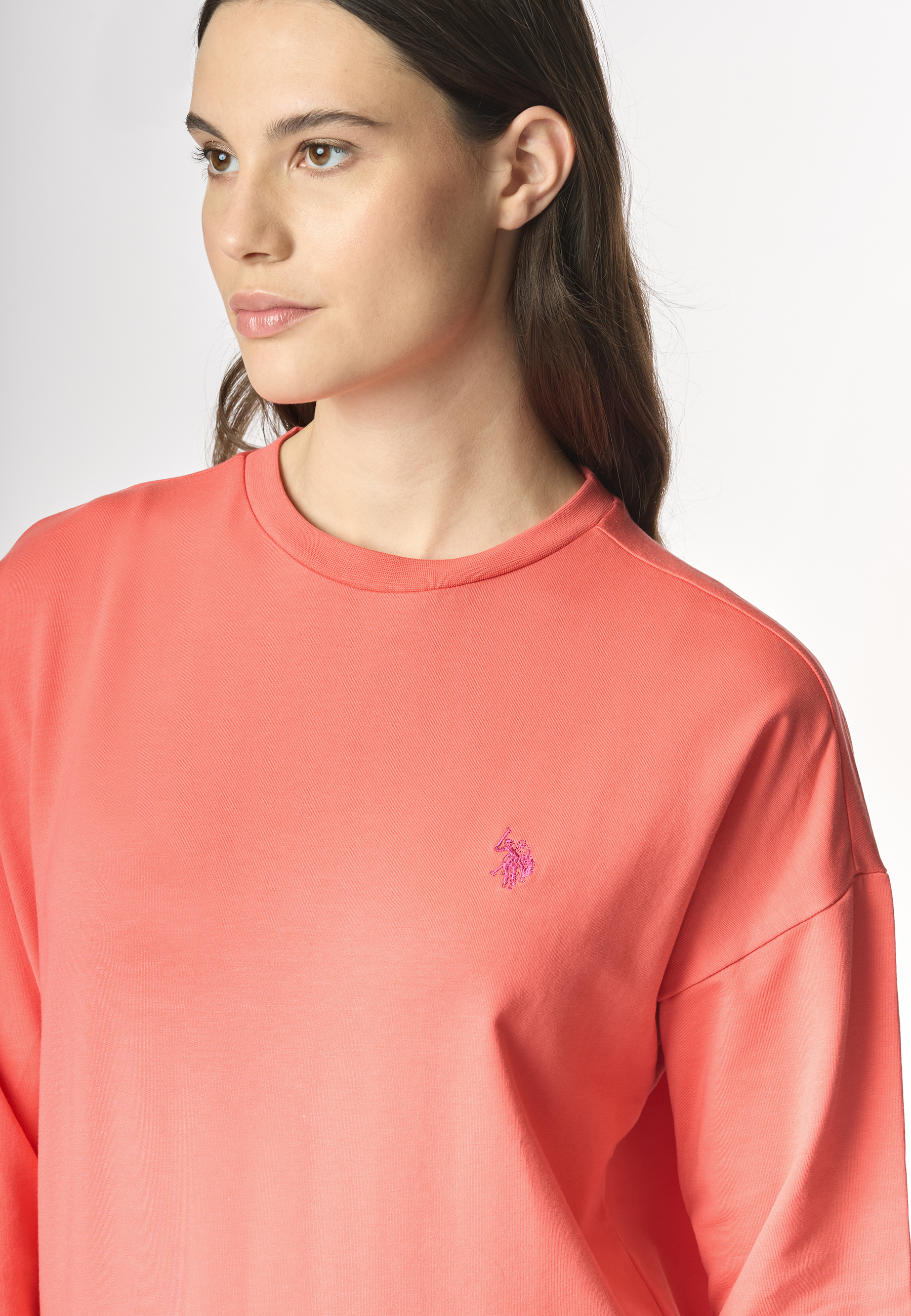 Felpa french terry girocollo in cotone light stretch