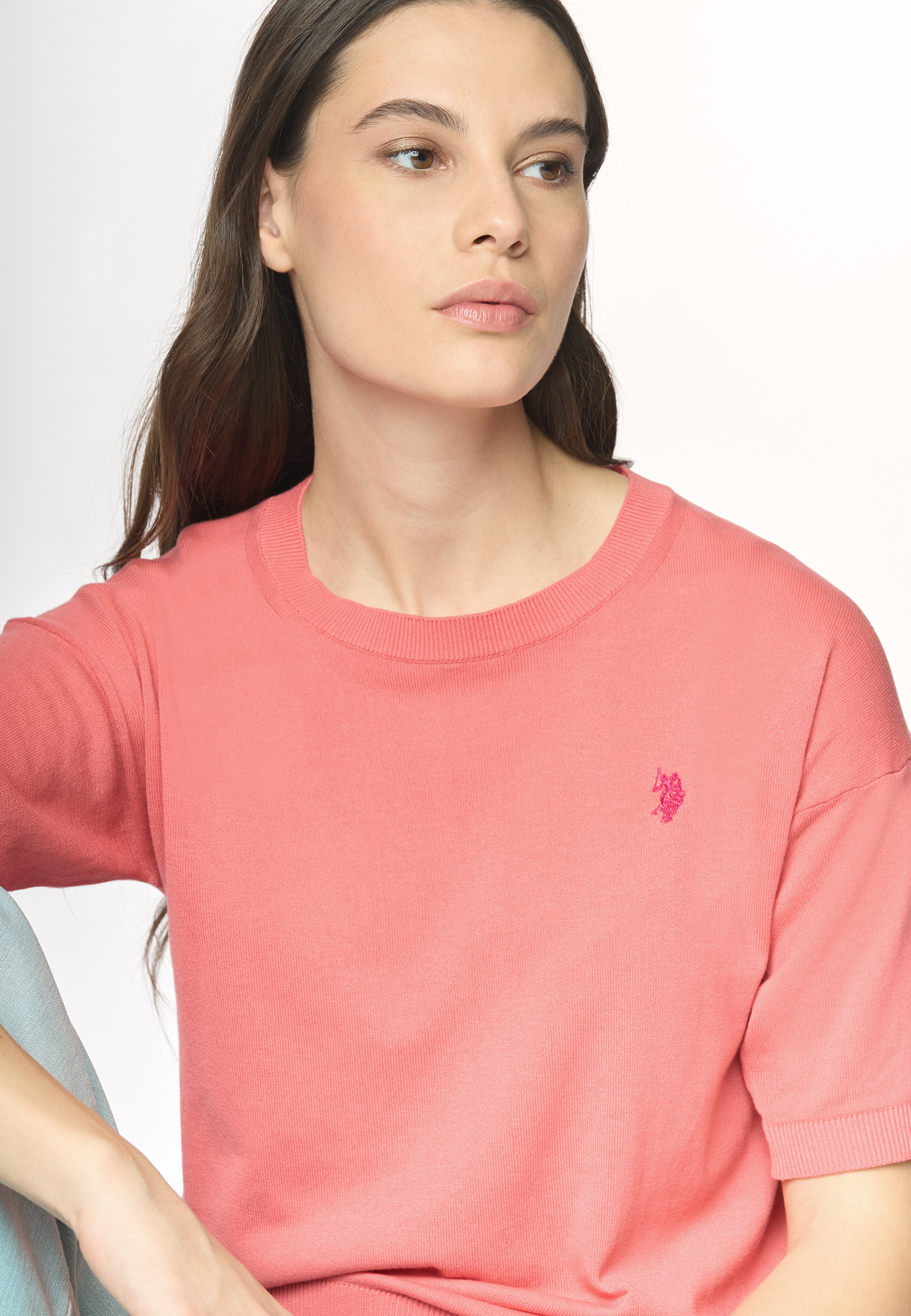 Maglia girocollo a maniche corte in cotone crepe premium quality