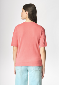 Maglia girocollo a maniche corte in cotone crepe premium quality