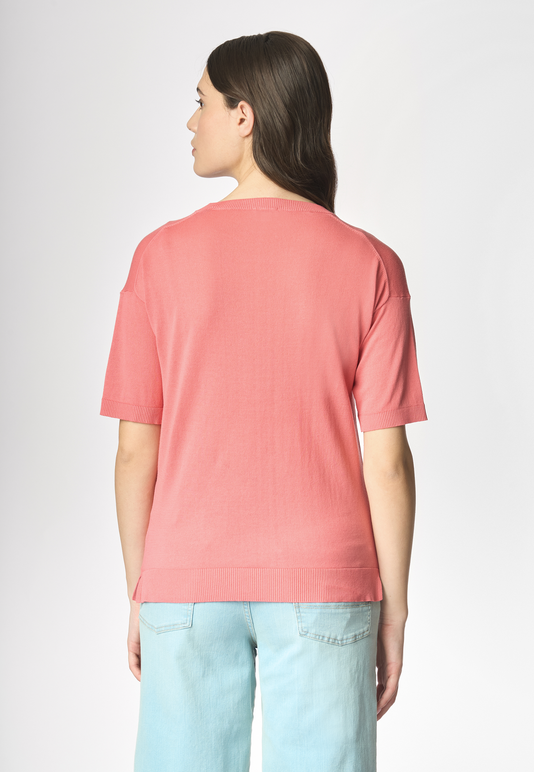 Maglia girocollo a maniche corte in cotone crepe premium quality