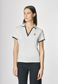 Polo shirt a maniche corte con scollo a V in cotone stretch