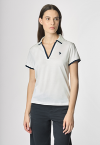 Polo shirt a maniche corte con scollo a V in cotone stretch
