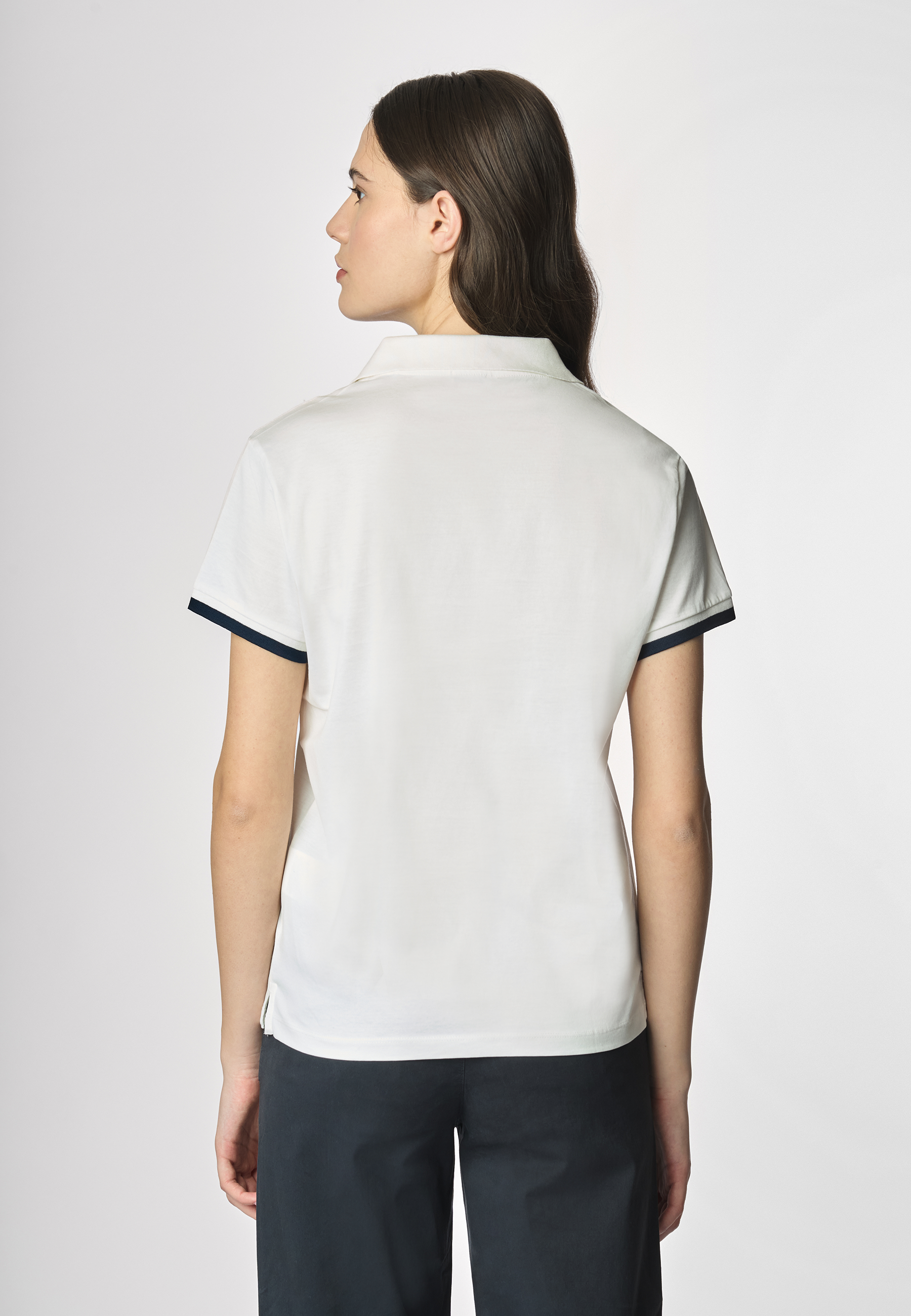 Polo shirt a maniche corte con scollo a V in cotone stretch