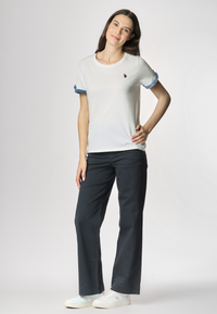 T-shirt a maniche corte in cotone light jersey con inserti a frangia