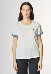 T-shirt a maniche corte in cotone light jersey con inserti a frangia