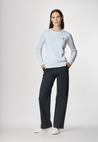 Maglia girocollo a treccia in cotone light