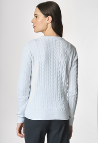 Maglia girocollo a treccia in cotone light