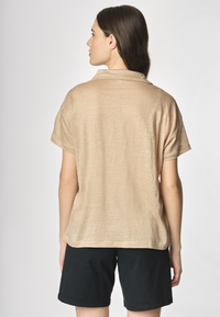 Polo a maniche corte con scollo a V in lino premium quality