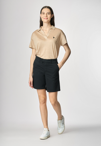 Polo a maniche corte con scollo a V in lino premium quality