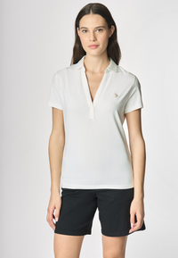 Polo shirt a maniche corte con scollo a V in cotone stretch