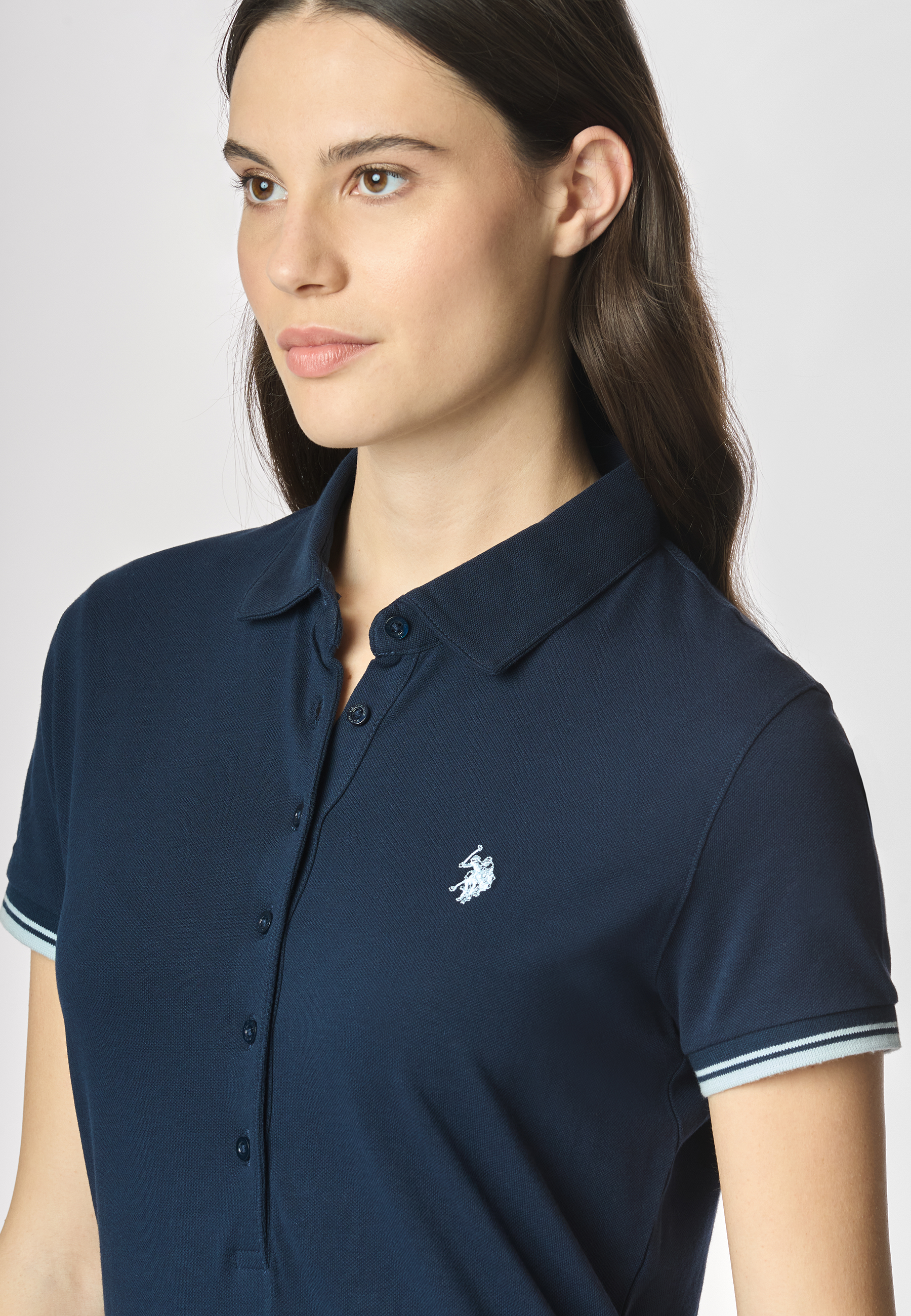 Abito lungo a maniche corte in cotone stretch micropiquet