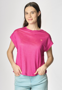 T-shirt girocollo smanicata in lino premium quality