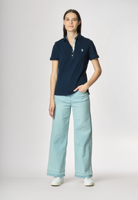 Polo shirt a maniche corte in cotone micropiquet stretch con sottocolletto colorato
