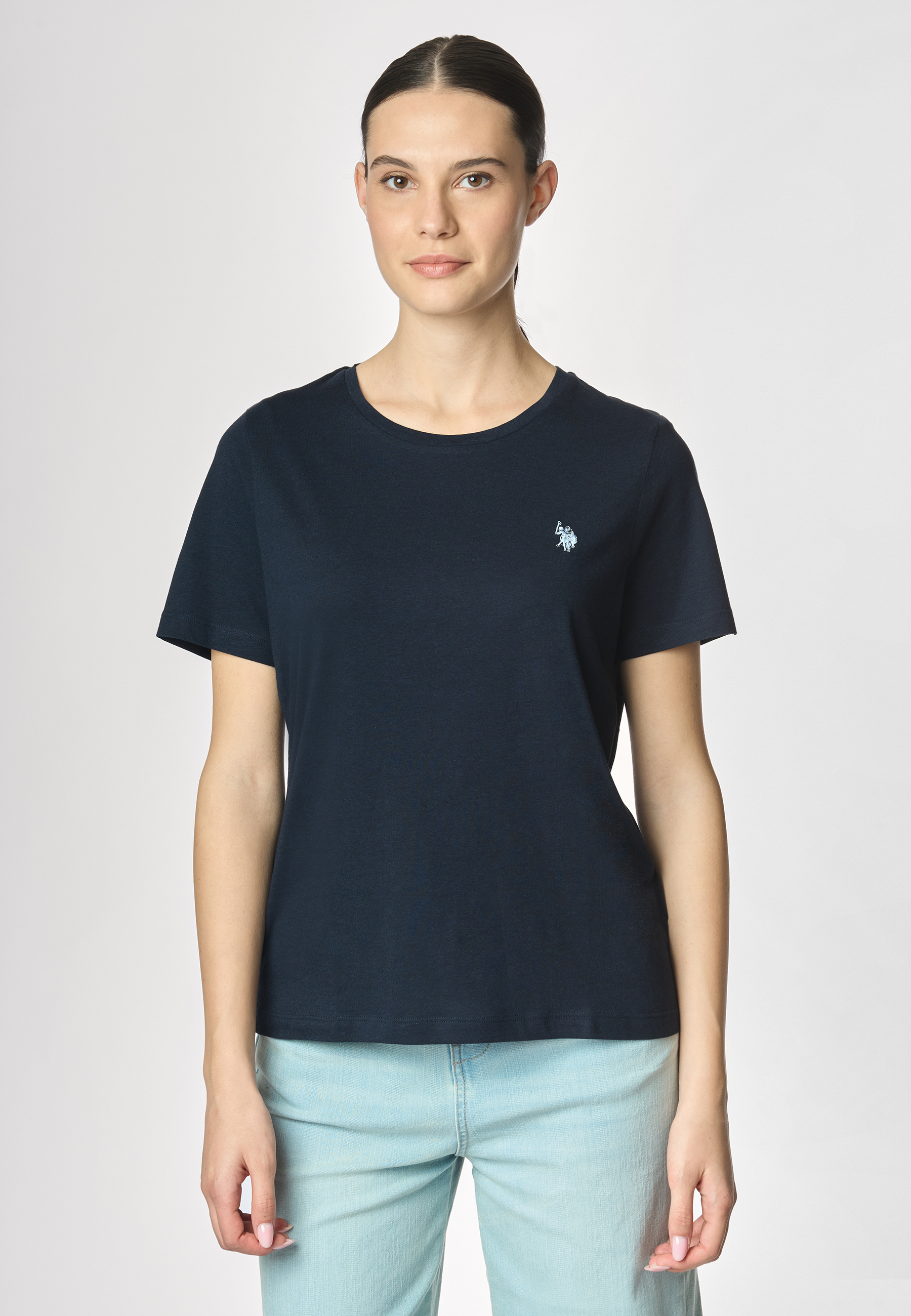 T-shirt girocollo a maniche corte in misto cotone e viscosa premium quality