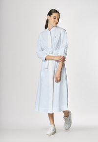 Abito chemisier con manica a 3/4 e cintura in cotone popeline