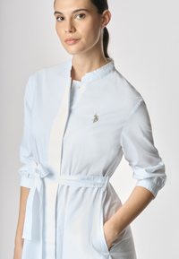 Abito chemisier con manica a 3/4 e cintura in cotone popeline