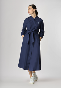 Abito chemisier con manica a 3/4 e cintura in cotone popeline