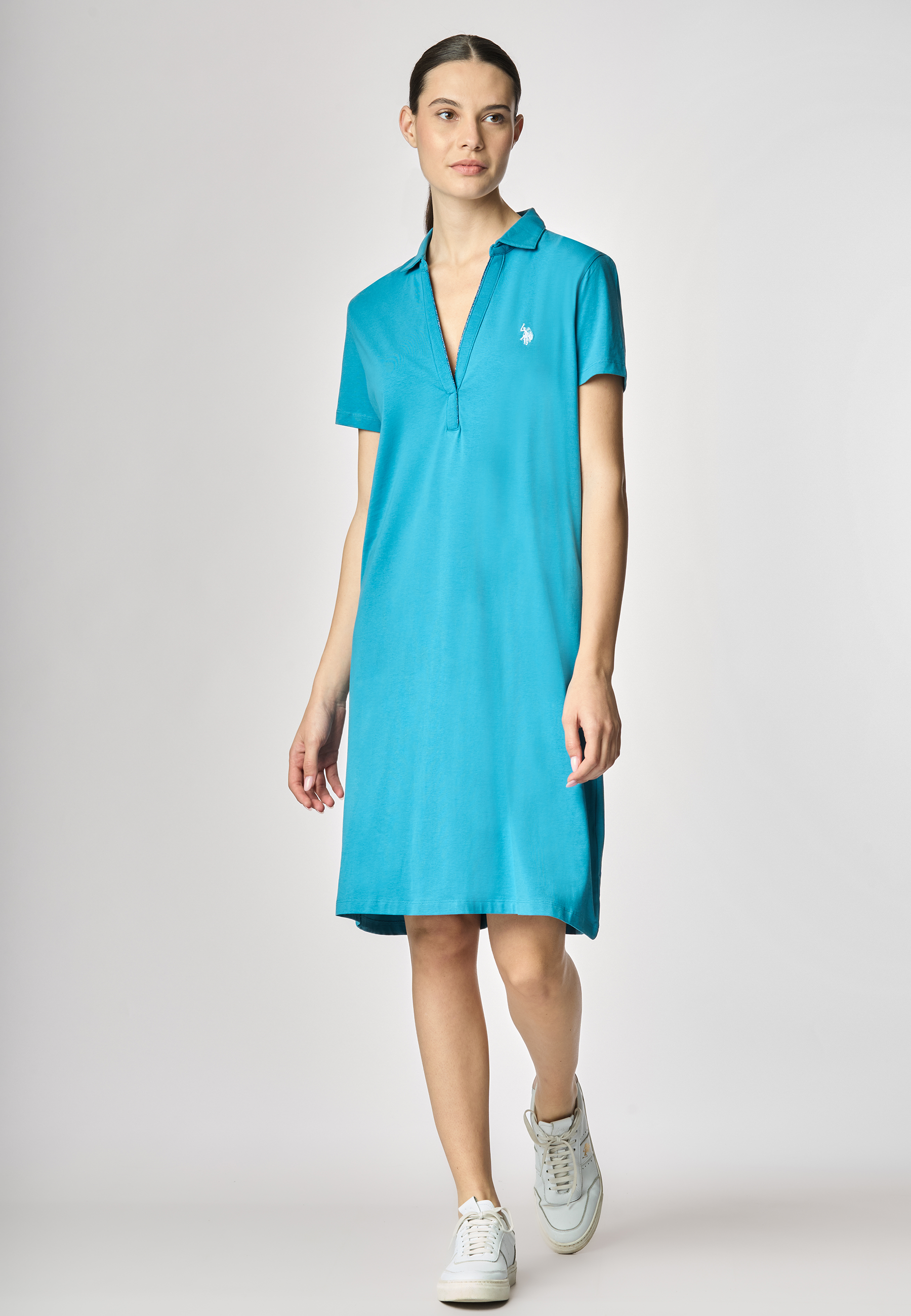 Abito a maniche corte in cotone stretch