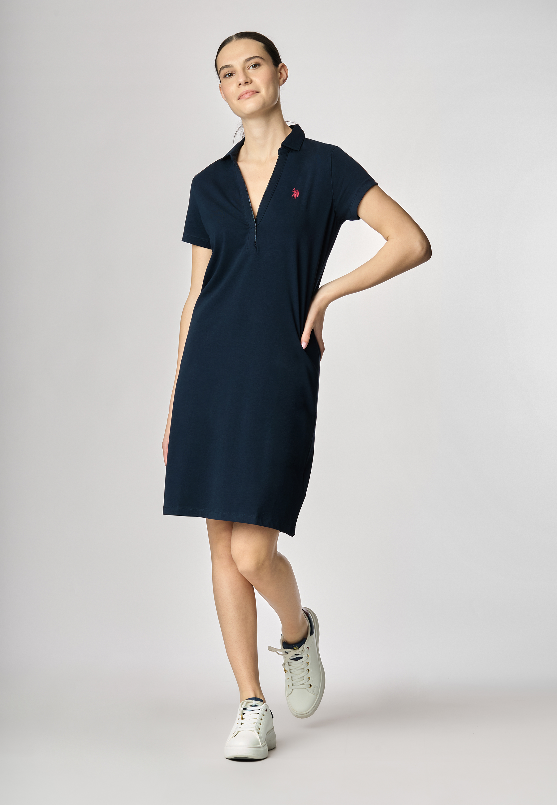 Abito a maniche corte in cotone stretch