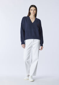 Maglia scollo a V over con logo