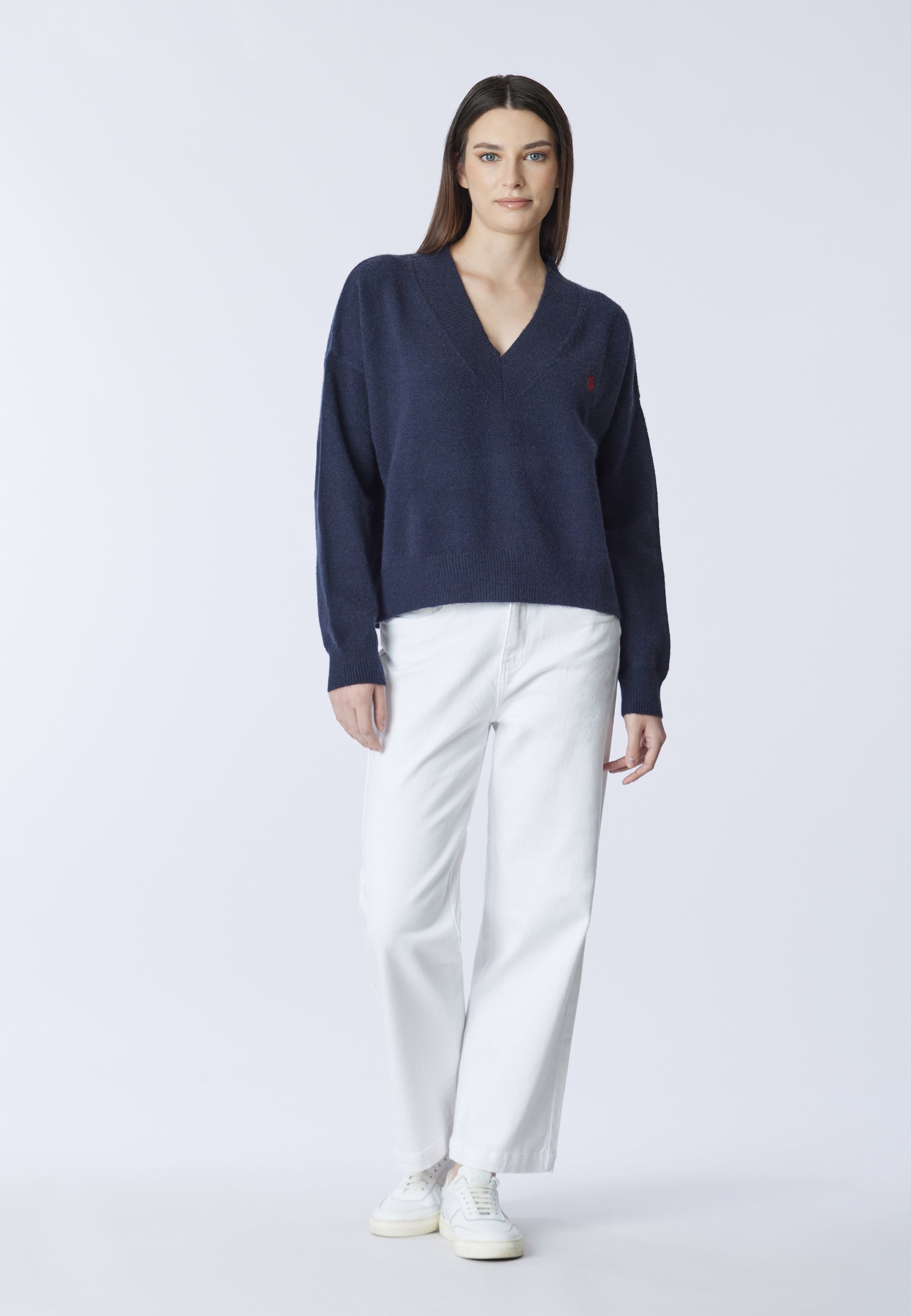 Maglia scollo a V over con logo