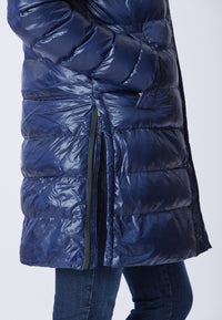 Piumino midi con cappuccio in shiny nylon