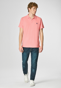 Polo shirt a maniche corte in misto canapa e cotone organico con logo