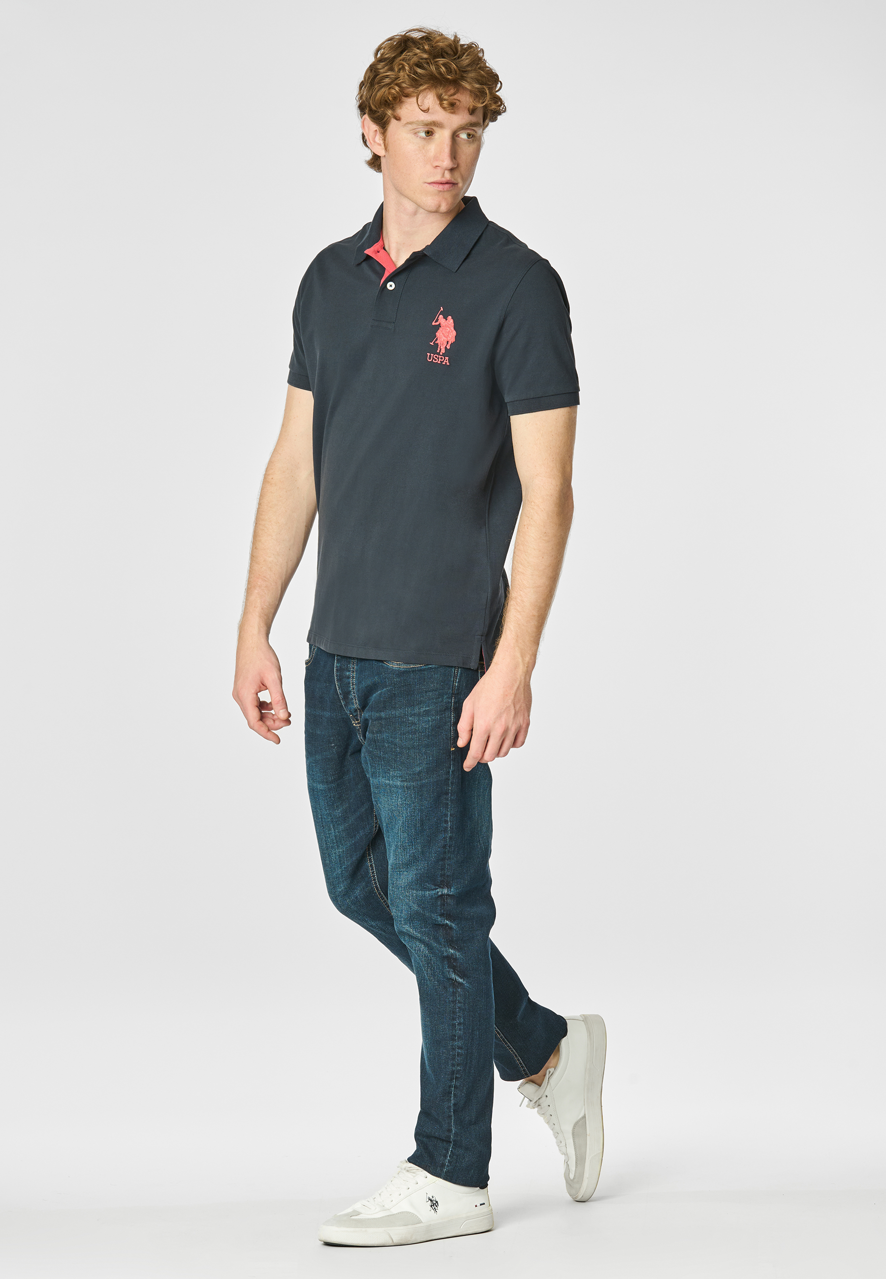 Polo shirt a maniche corte in cotone piquet con logo e numero