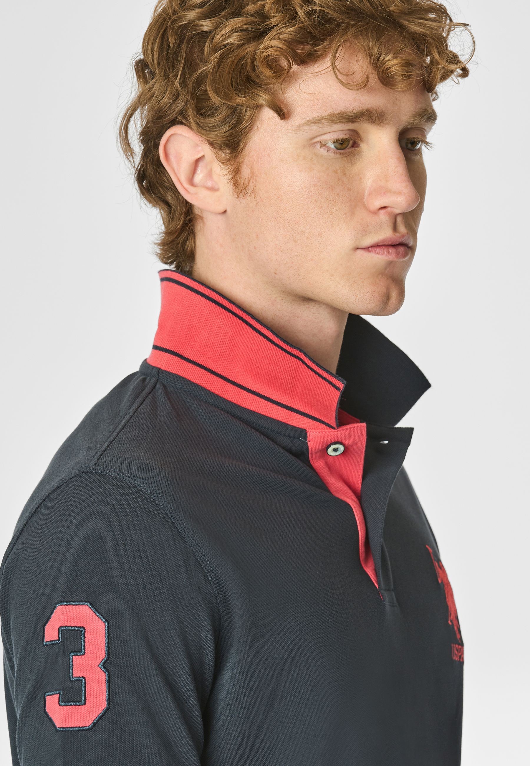 Polo shirt a maniche corte in cotone piquet con logo e numero