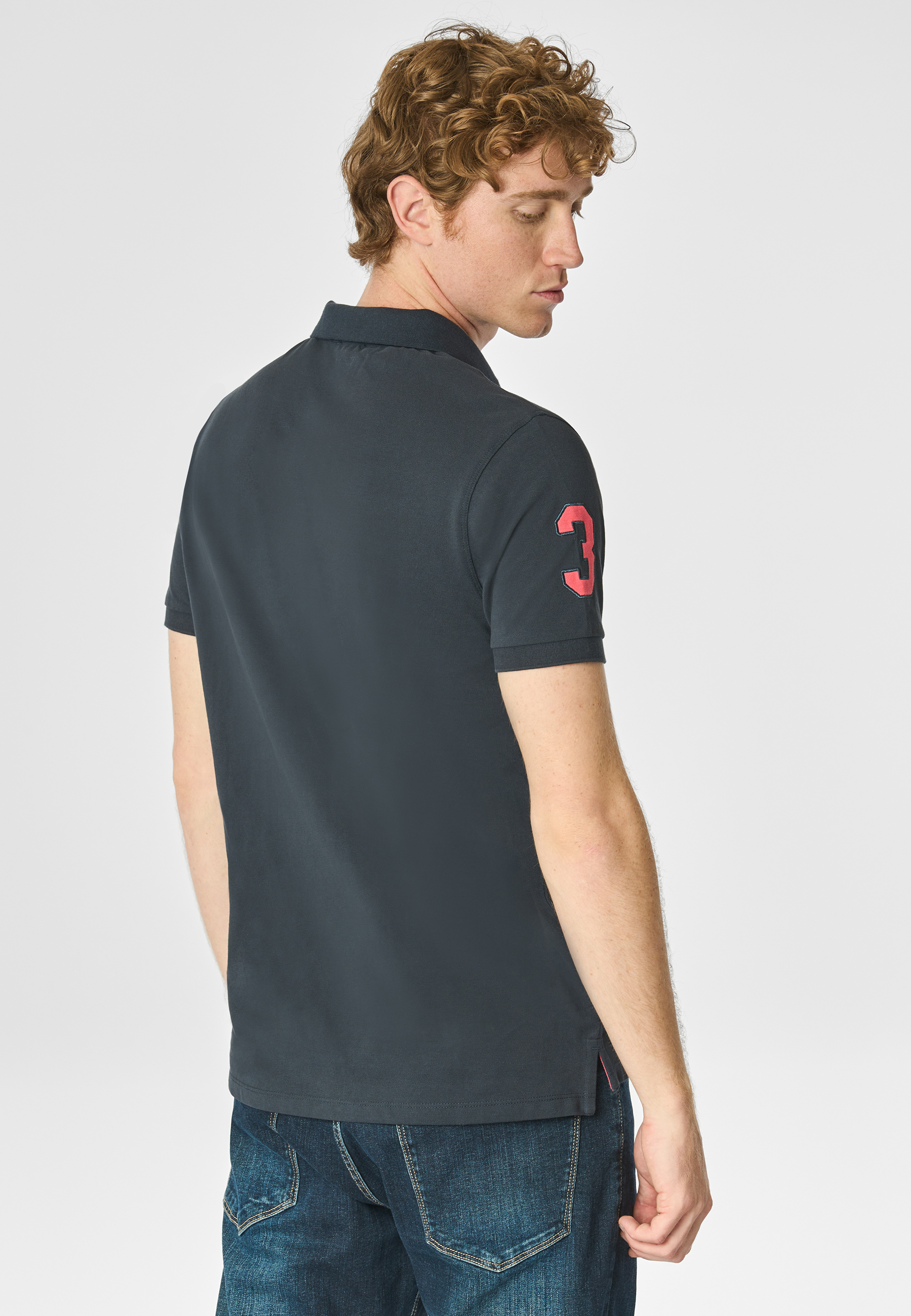 Polo shirt a maniche corte in cotone piquet con logo e numero