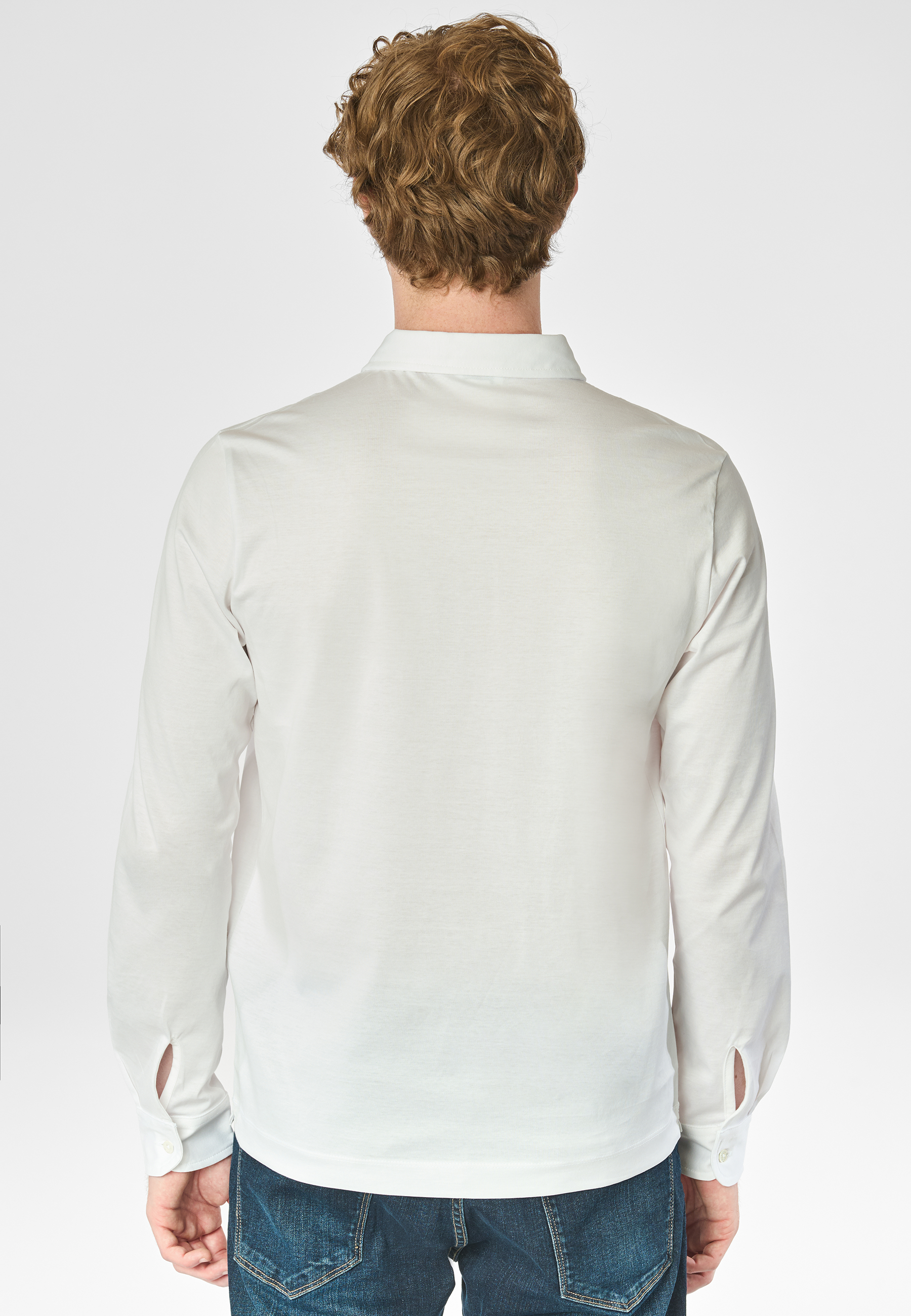 Polo shirt a maniche lunghe in cotone premium quality con logo e bottoni sulle maniche