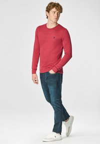 Maglia girocollo misto cotone e lino