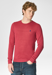 Maglia girocollo misto cotone e lino