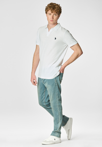 Polo shirt a maniche corte in misto canapa e cotone organico con logo