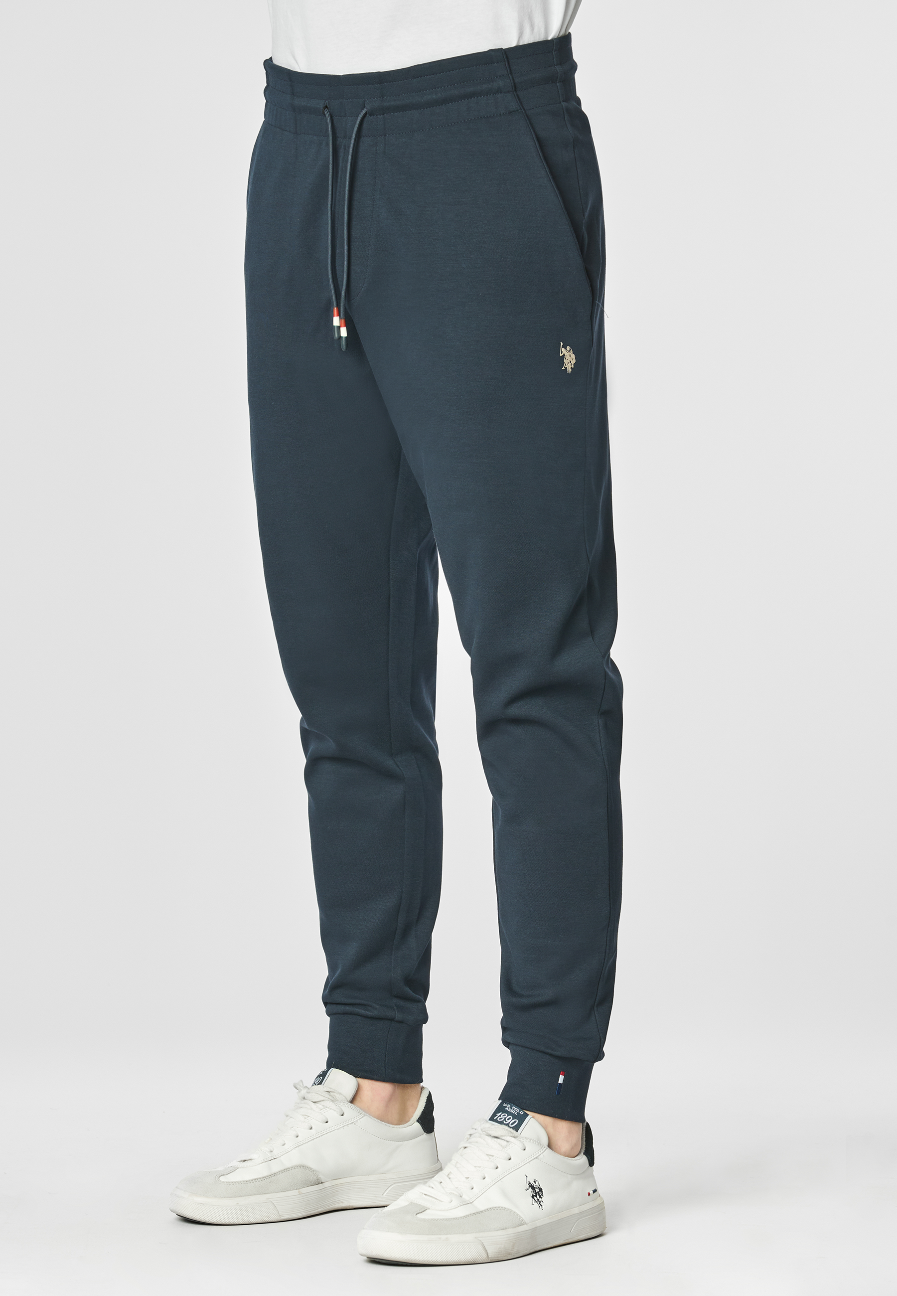 Pantalone sportivo in cotone stretch con logo