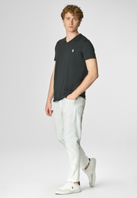 T-shirt a maniche corte con scollo a V in cotone con logo