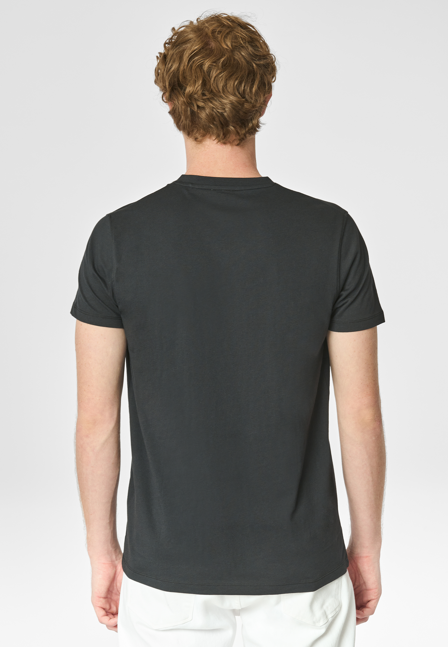 T-shirt a maniche corte con scollo a V in cotone con logo