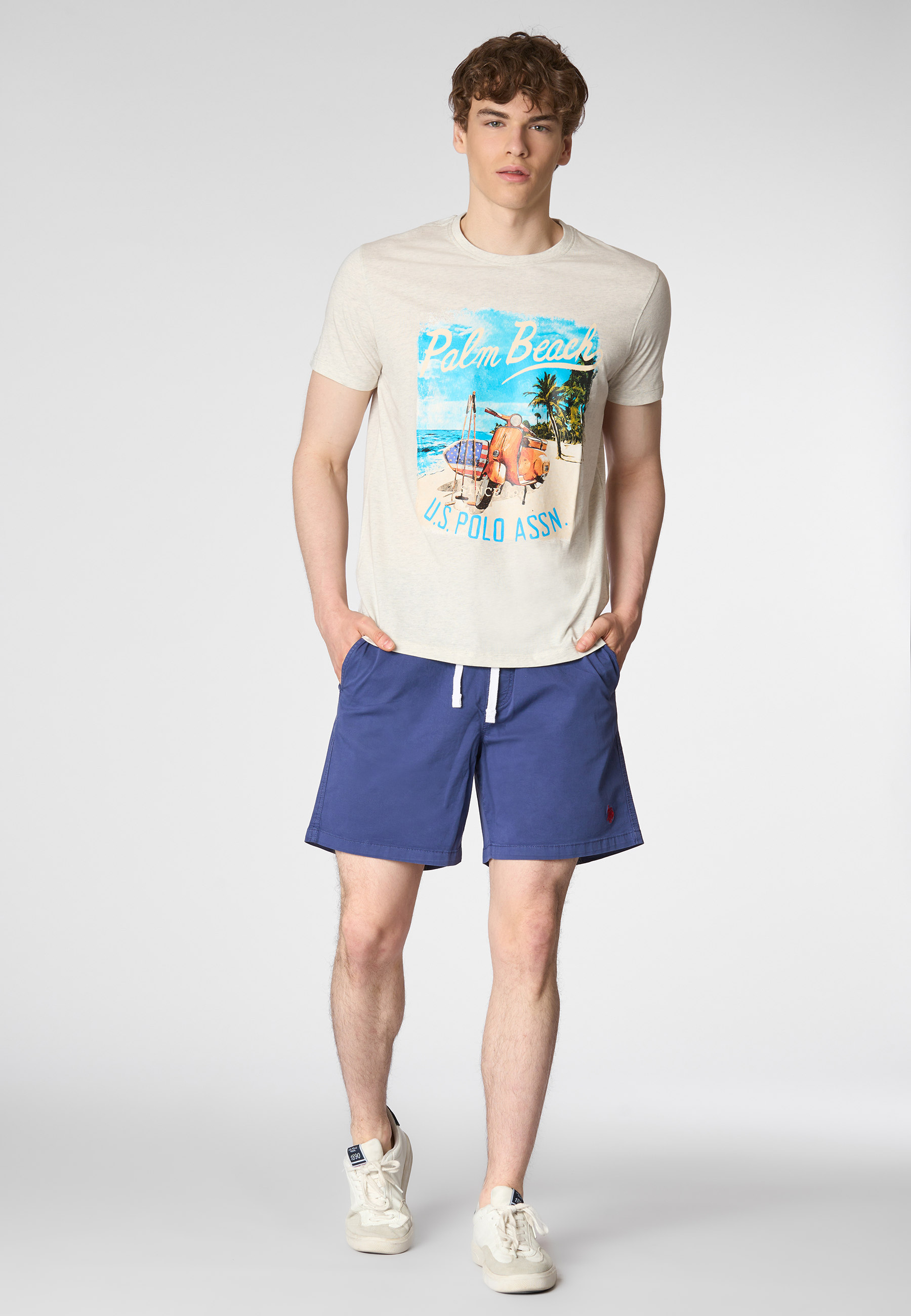 T-shirt a maniche corte in cotone melange con stampa posteriore