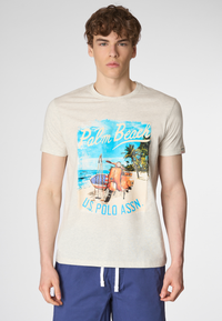 T-shirt a maniche corte in cotone melange con stampa posteriore