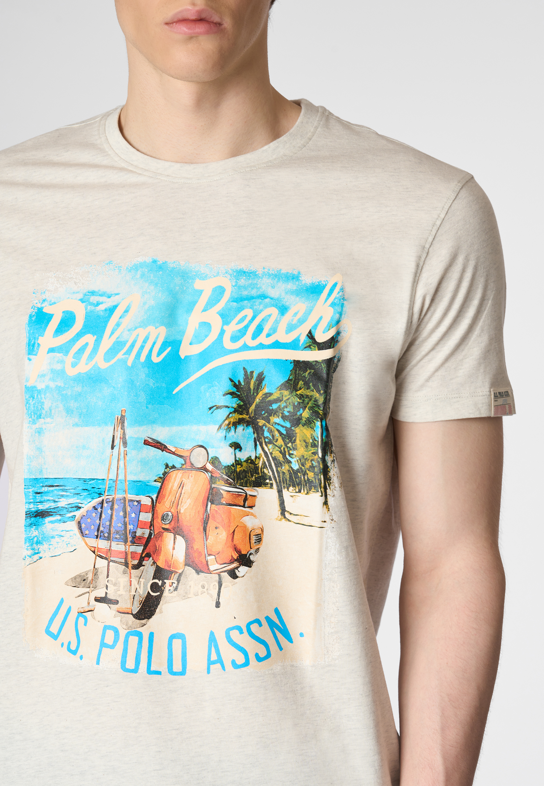 T-shirt a maniche corte in cotone melange con stampa posteriore