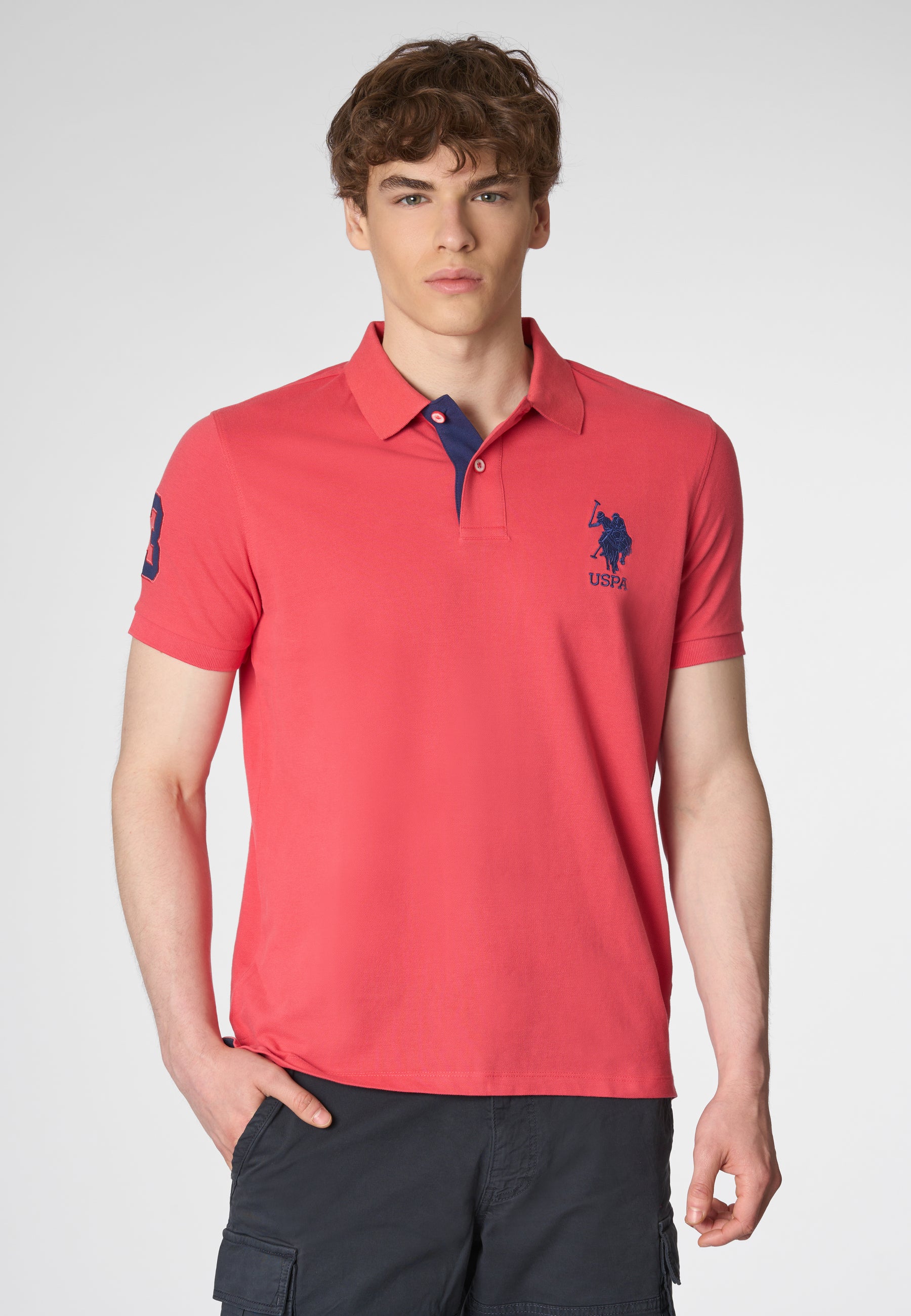 Polo shirt a maniche corte in cotone piquet con logo e numero