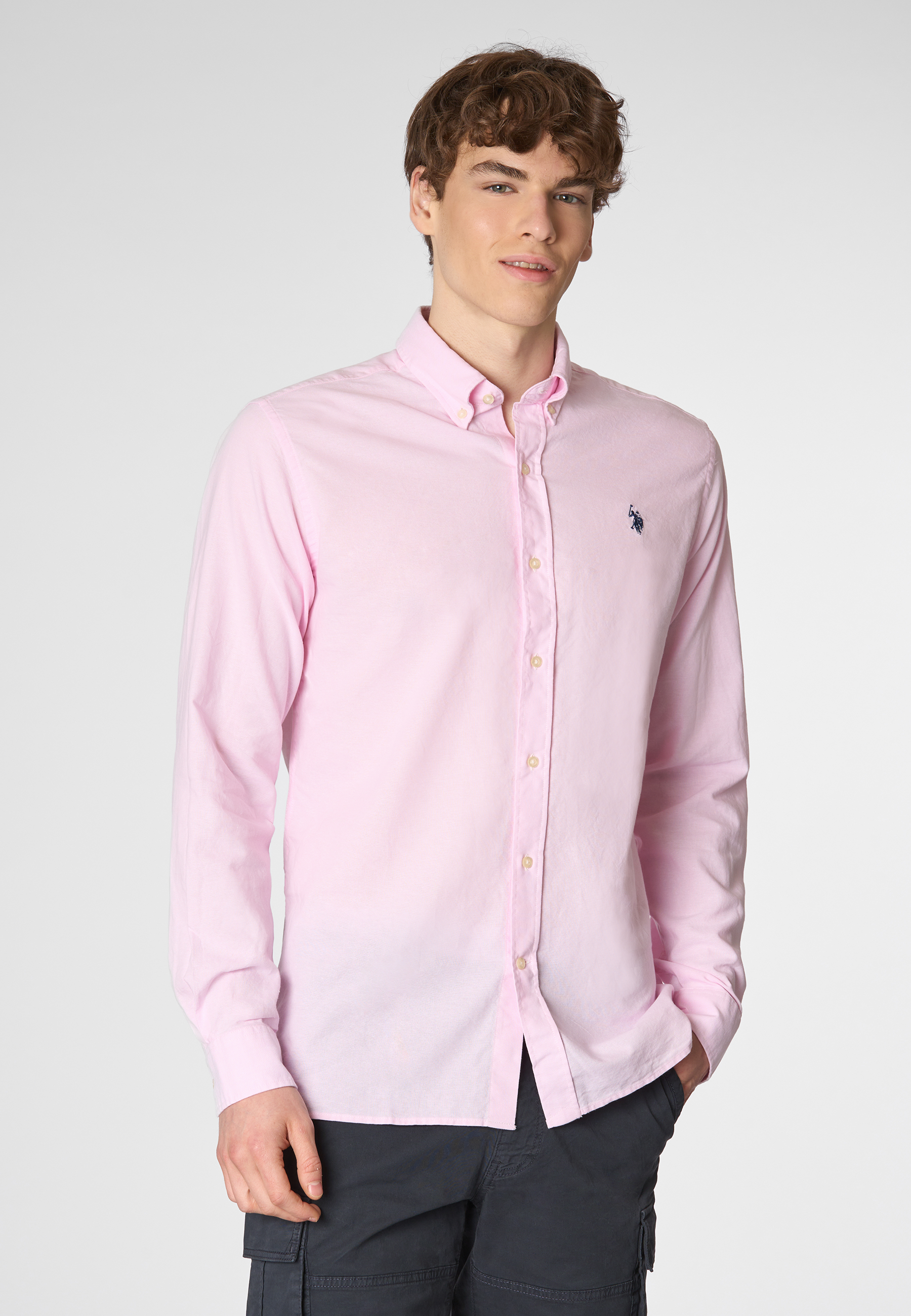 Camicia in cotone oxford slim fit con logo