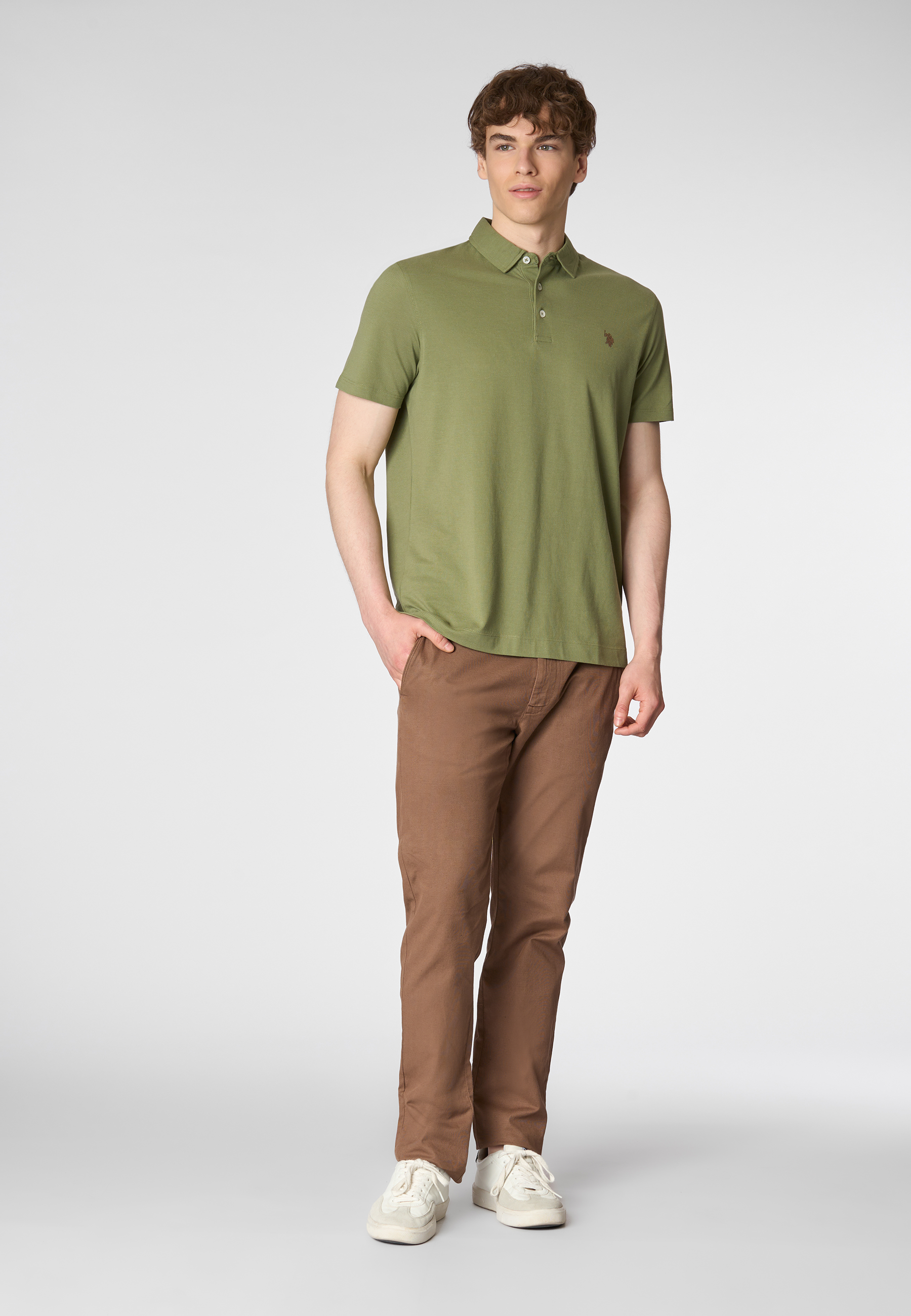 Pantalone chino in misto lino e cotone stretch