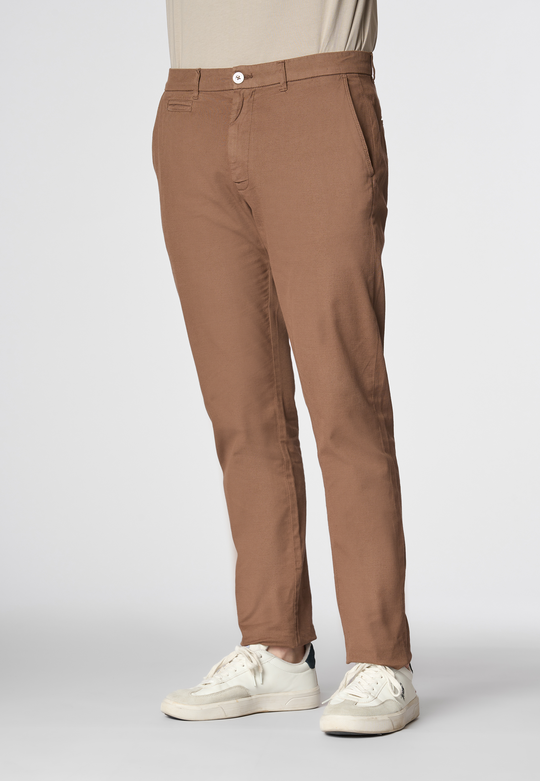 Pantalone chino in misto lino e cotone stretch